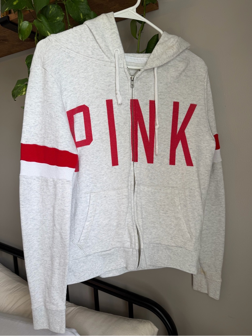 Victoria's Secret PINK Heather Gray and Black Logo Hoodie